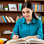 Dessert Study Session**

A young adult, fully clothed in modest casual wear, studying dessert recipes at a bright desk. The desk is covered with open cookbooks featuring colorful dessert photography. Background shows a cozy room with bookshelves. Safe for work, appropriate content, professional study environment, perfect anatomy, correct proportions, well-formed hands, proper finger count, natural pose, high quality.

**