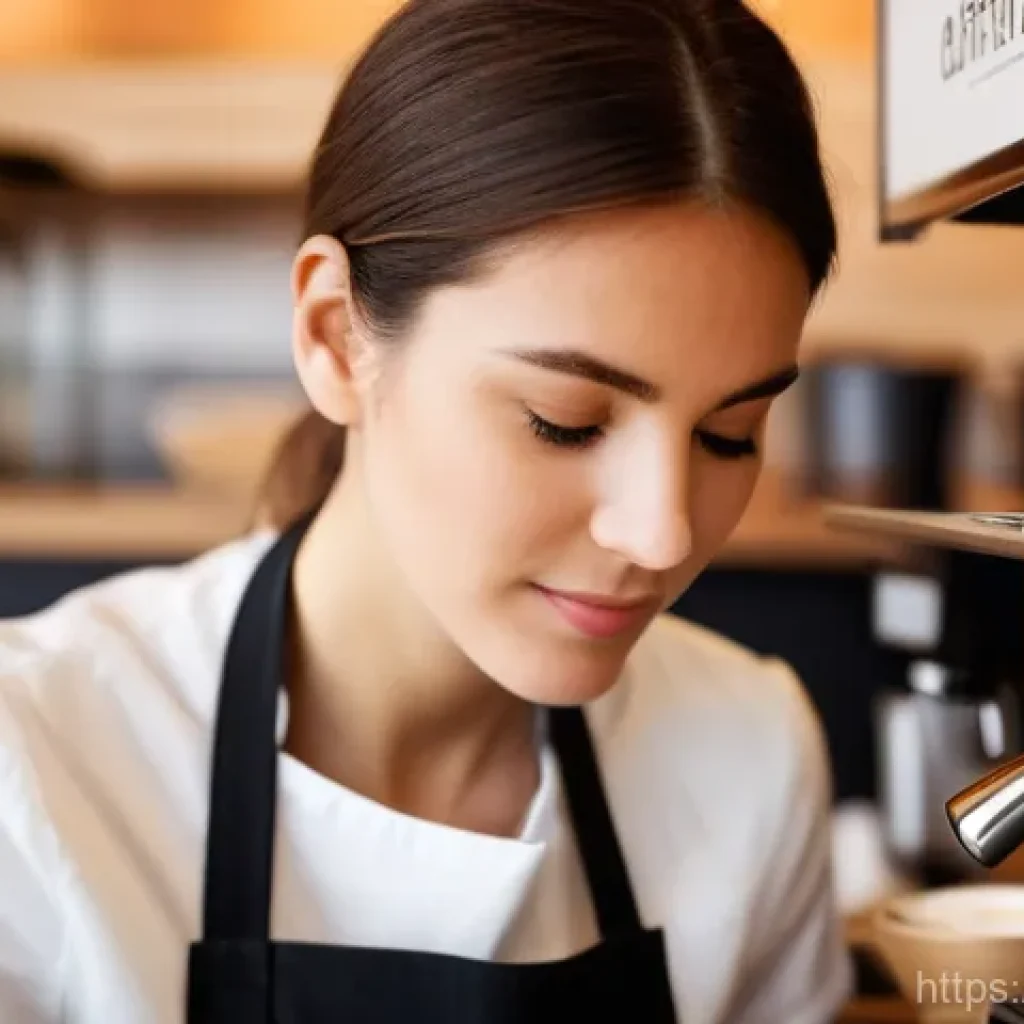 디저트 전문가의 자격증 종류 비교 - **Image Prompt 1: The Art of Barista's Latte**
A close-up, medium shot of a skilled female baris...