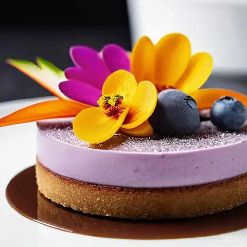 디저트 전문가의 글로벌 워크숍 후기 - **Prompt:** A vibrant, close-up shot of an elegant dessert spread at a high-end global culinary work...
