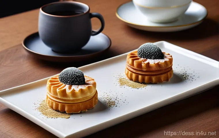 디저트 전문가의 글로벌 워크숍 후기 - **Prompt:** A vibrant, close-up shot of an elegant dessert spread at a high-end global culinary work...