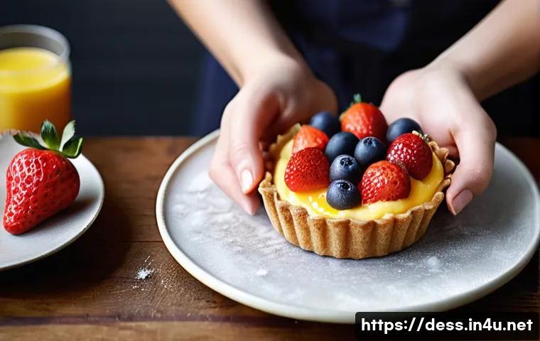 디저트 전문가의 식재료 보관 기술 - **Prompt 1: The Heart of Fresh Baking**
A close-up shot of a pastry chef, a woman in her late 20...